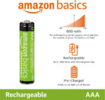 Amazon Basics 8-Pack Rechargeable AAA NiMH Performance Batteries, 800 mAh, 1.2V, Recharge up to 1000x Times, Pre-Charged - Image 2