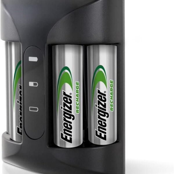 Energizer Recharge Pro - Battery Charger for AA & AAA Batteries - 4x AA Rechargeable NiMH Batteries Included - Fast Charging with Charge Status Indicators and Auto Safety Shut Off