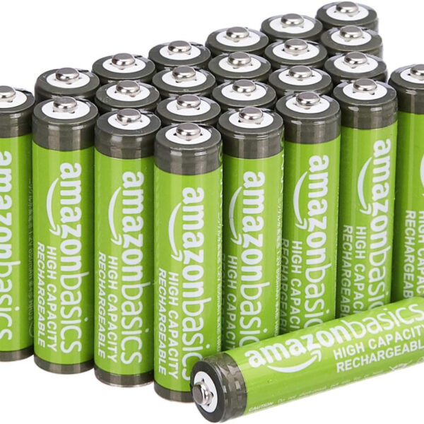 Amazon Basics 24-Pack Rechargeable AAA NiMH High-Capacity Batteries, 850 mAh, 1.2V, Recharge up to 500x Times, Pre-Charged
