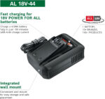 Bosch Fast Charger AL 18V-44 (18V System Charging Time of 2.0/2.5/4.0/6.0 Ah Battery: 34/44/59/87 min Integrated Wall Mount) - Image 2