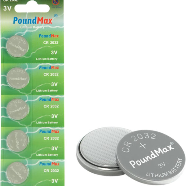 5 x PoundMax 2032 CR2032 3V Lithium Batteries