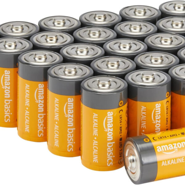 Amazon Basics 24-Pack C Cell All-Purpose Alkaline Batteries, 1.5 Volt, 5-Year Shelf Life