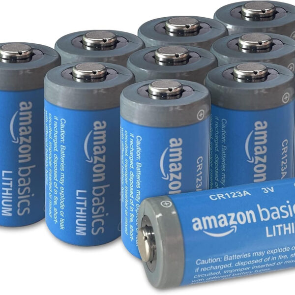 Amazon Basics 10-Pack CR123A 3V Lithium Batteries, 10-Year Shelf Life
