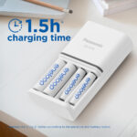 eneloop SmartPlus Charger, for 1-4 AA/AAA Rechargeable Batteries, 1.5h Charging Time, 10 Safety Features, 4 eneloop AA Batteries Included (2000 mAh), UK plug - Image 4