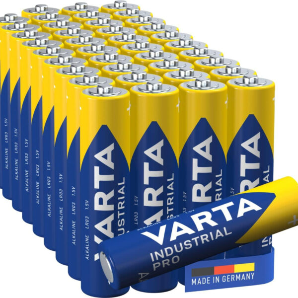 VARTA Industrial Pro AAA Micro Alkaline Batteries LR03 - 40-pack, Made in Germany, environmentally-friendly packaging