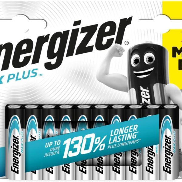 Energizer Max Plus - AAA Batteries (10 Pack) - Triple A Performance Alkaline Battery 1.5V - 130% Longer Lasting - Ideal For High Drain Devices - 100% Recyclable Packaging - 15 Year Shelf Life