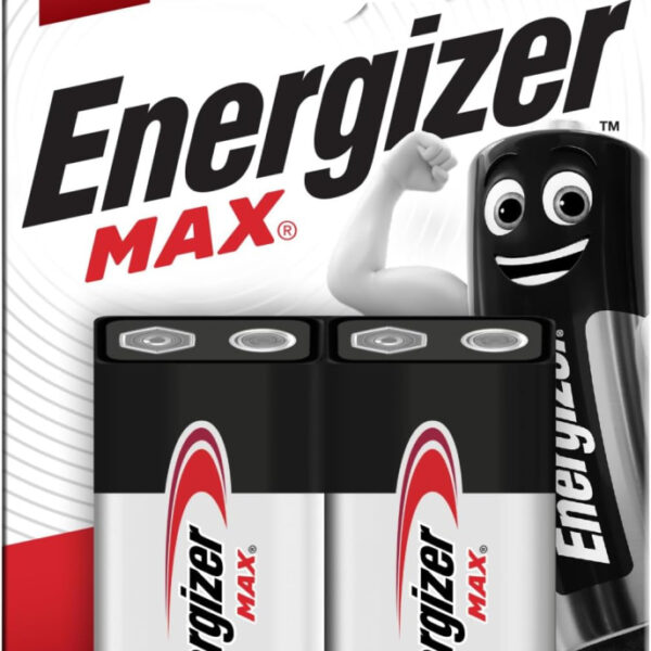 Energizer Max - 9V Battery (2 Pack) - Nine Volt Alkaline Block Batteries - Reliable Power for Fire Alarms, Smoke Dectors, Radios, Toys - 100% Recyclable Plastic Free Packaging - 5 Year Shelf Life