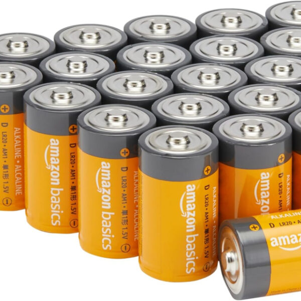 Amazon Basics 24-Pack D Cell All-Purpose Alkaline Batteries, 1.5 Volt, 5-Year Shelf Life