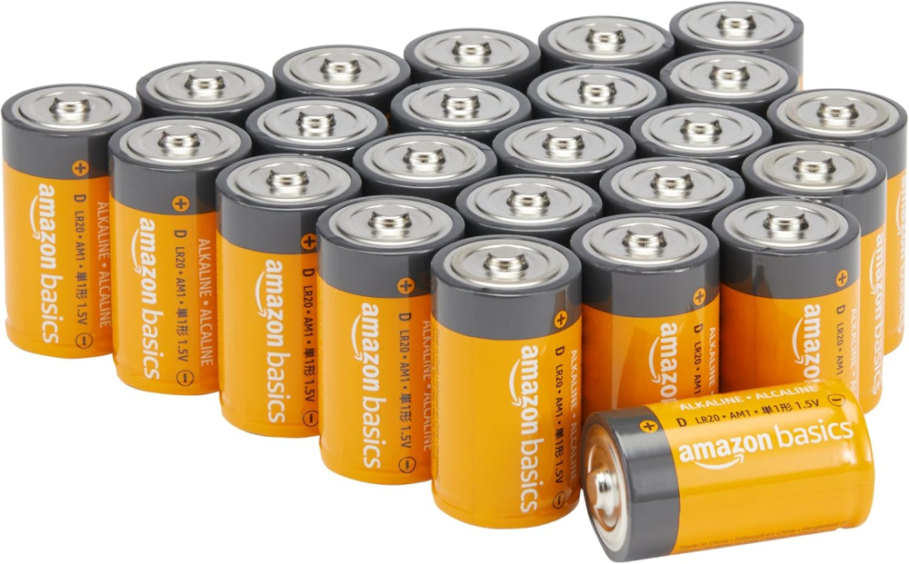 Amazon Basics 24-Pack D Cell All-Purpose Alkaline Batteries, 1.5 Volt, 5-Year Shelf Life