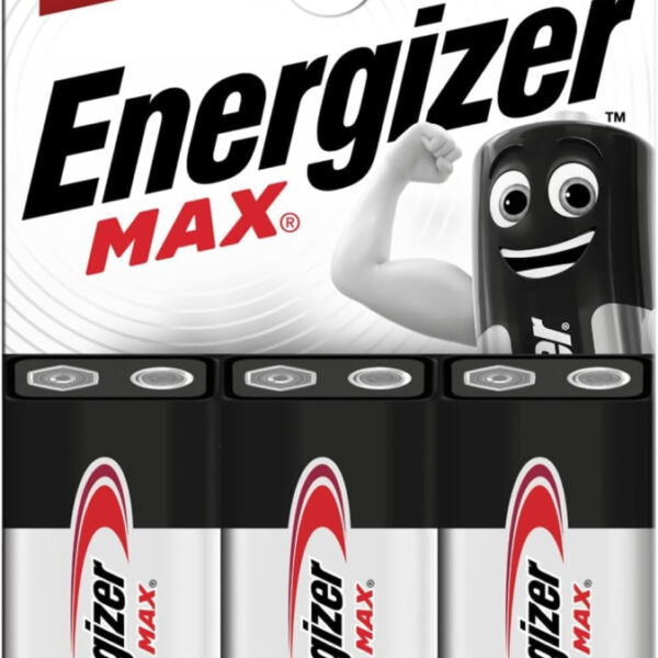 Energizer Max - 9V Battery (3 Pack) - Nine Volt Alkaline Block Batteries - Reliable Power for Fire Alarms, Smoke Dectors, Radios, Toys - 100% Recyclable Plastic Free Packaging - 5 Year Shelf Life