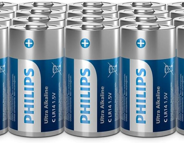 Philips Ultra C Alkaline Batteries, LR14 - Powerful for Flashlights and Toys, Pack of 20