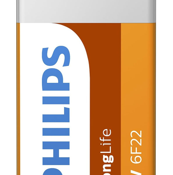 PHILIPS 9V Zinc Battery - 6F22 - Shelf Life up to 5 Years