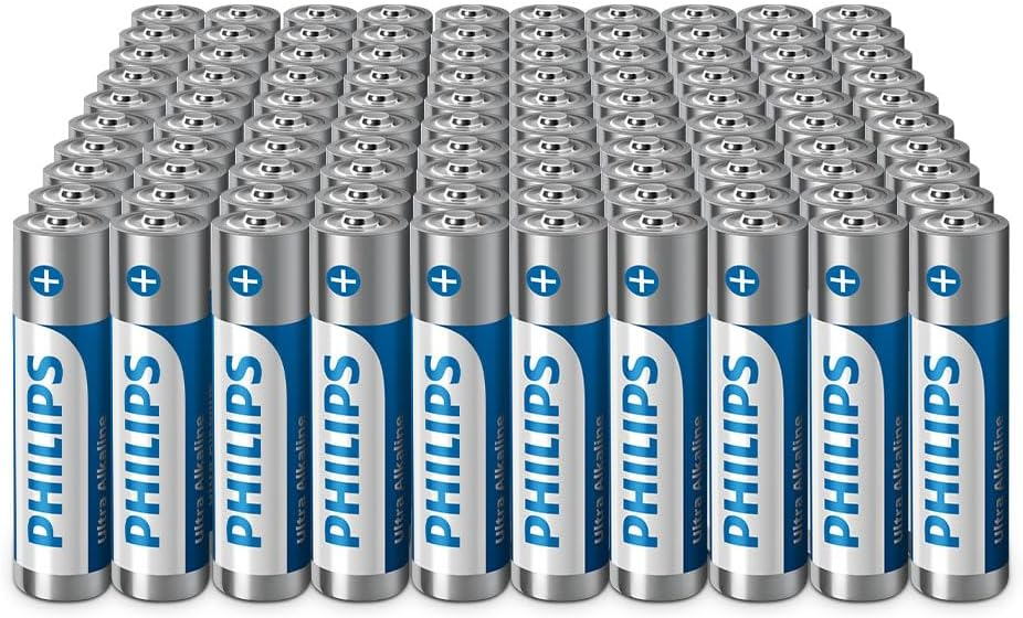Philips Ultra AAA Alkaline AAA Batteries - Ideal for Businesses and High-Usage Homes, Pack of 100