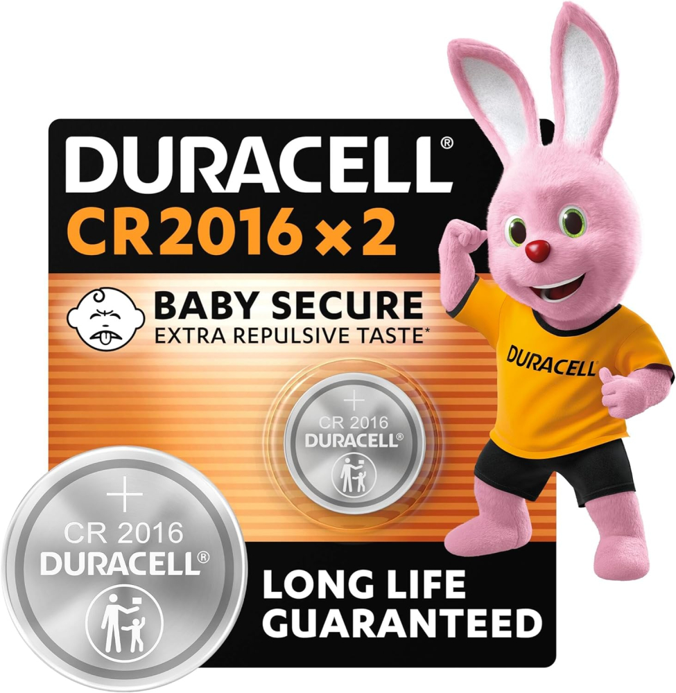 Duracell Specialty 2016 Lithium Coin Battery 3V, pack of 2, with Baby Secure Technology and suitable for keyfobs, scales, wearables and medical devices (DL2016/CR2016)