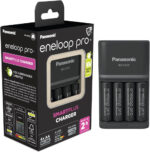 eneloop pro SmartPlus Charger, for 1-4 AA/AAA Rechargeable Batteries, 2h Charging Time, 10 Safety Features, 4 eneloop pro AA batteries included (2500 mAh), UK plug