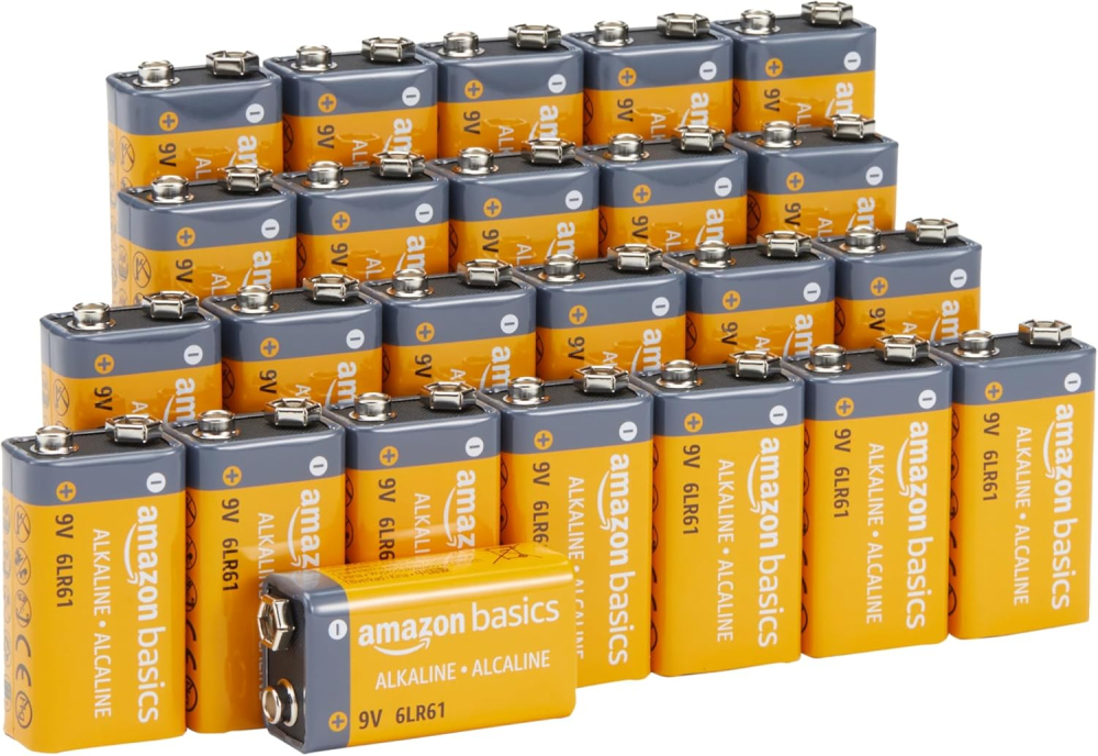Amazon Basics 24-Pack 9V Alkaline Batteries, 9V/6LR61, 5-Year Shelf Life - for Smoke/CO Detector, Electronics & Audio