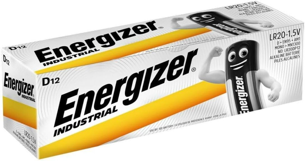 Energizer 636108 Industrial/Disposable D Alkaline Battery (Pack of 12)