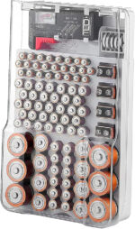 Battery Storage Case with Battery Tester, Battery Organiser & Batteries Box, Large Capacity for Batteries AAA, AA, C, D, 9V (Not Included)