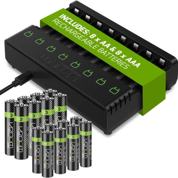 Venom Rechargeable Battery Charging Dock plus 8 x AA 2100mAh and 8 x AAA 800mAh Batteries