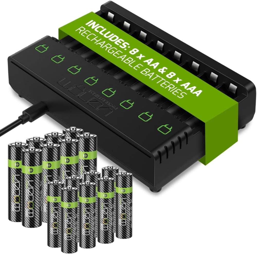 Venom Rechargeable Battery Charging Dock plus 8 x AA 2100mAh and 8 x AAA 800mAh Batteries