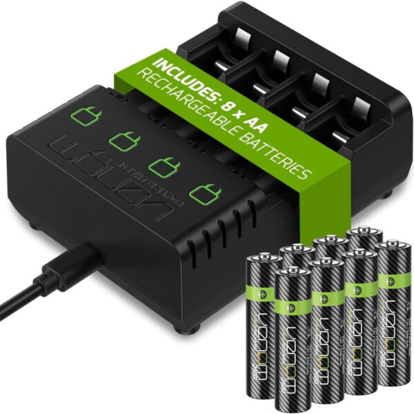 Venom Rechargeable AA Batteries plus Charging Dock - Includes 8 x AA 2100mAh Batteries