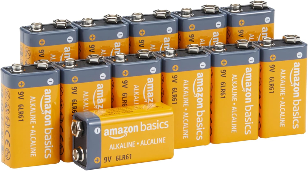 Amazon Basics 9-Volt Everyday Alkaline Batteries, 12 count (9V/6LR61)