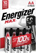 Energizer Max Alkaline Battery AA LR6, Pack of 4