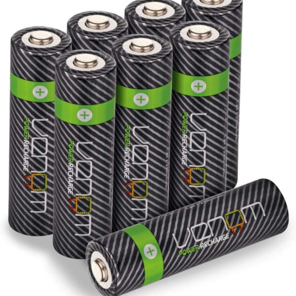 Venom Rechargeable AA Batteries - 2100mAh 1.2V NiMH - High Capacity (8-Pack), Black