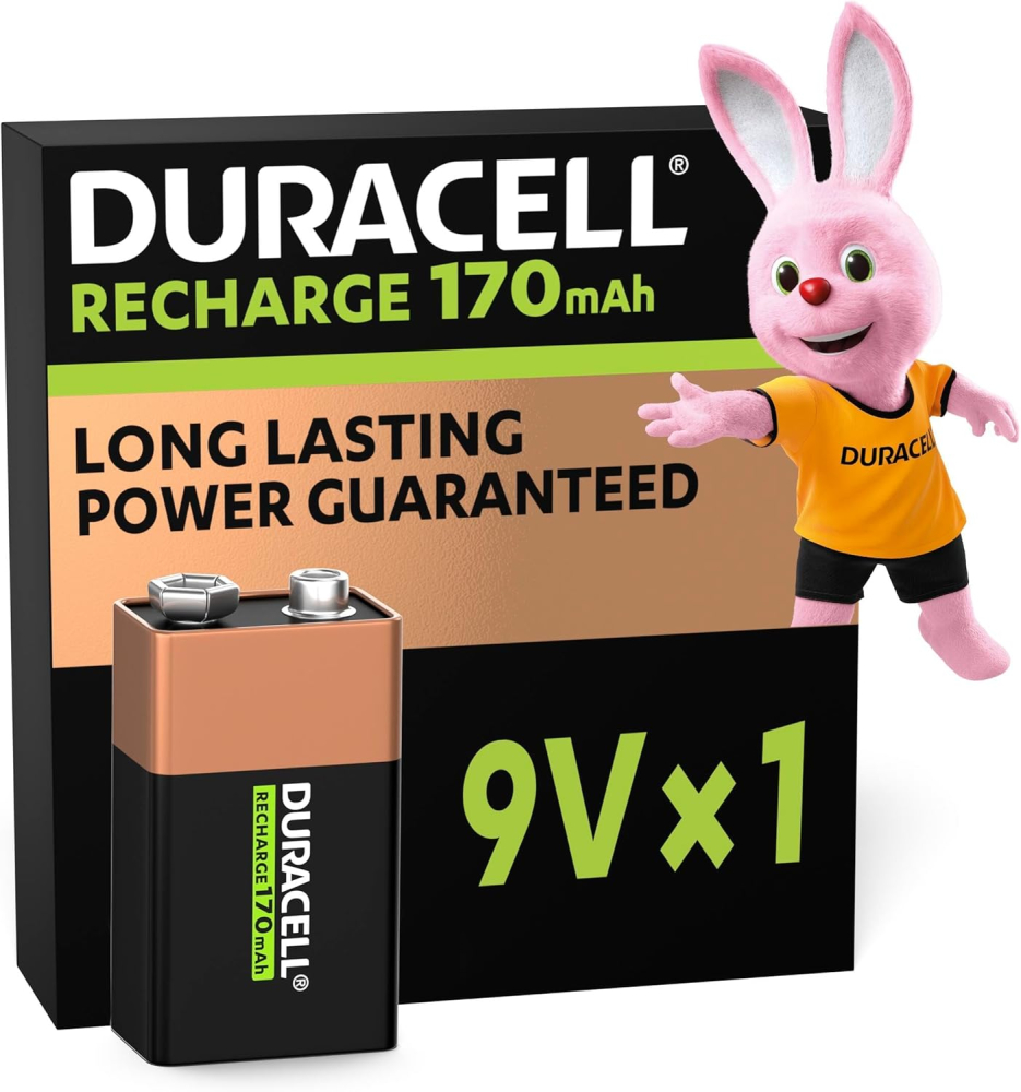 Duracell 9 V Rechargeable Batteries (Pack of 1), 9 V 170 mAH, Long Lasting Power