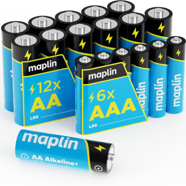 Maplin 12x AA LR6 / 6x AAA LR03 1.5V Alkaline Batteries (Triple A) 7 Year Shelf Life High Performance