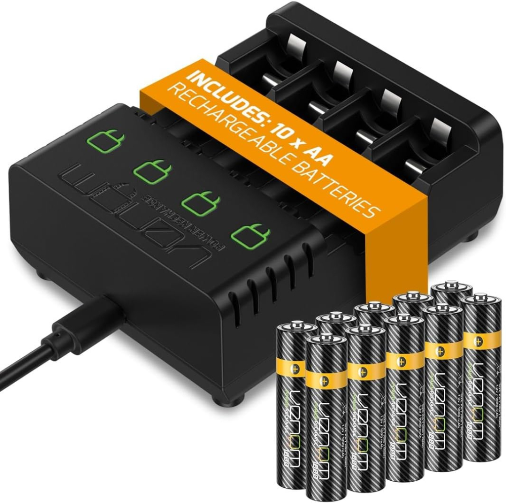 Venom Power Recharge - Charging Station plus 10 x AA 1000mAh Rechargeable Batteries