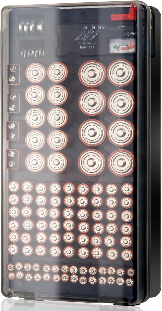 Battery Storage Case with Battery Tester,Battery Organiser & Batteries Box, Large Capacity for Batteries AAA, AA, C, D, 9V (Not Included)