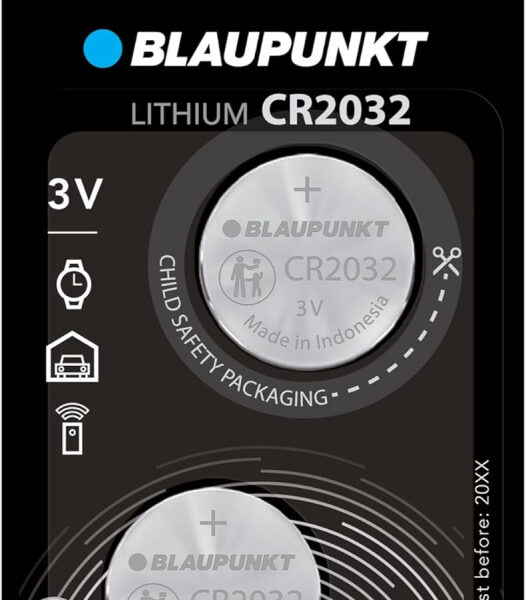 BLAUPUNKT CR2032 coin lithium batteries, 3V, pack of 2, best for AirTag, car keys, watches and heart rate monitors