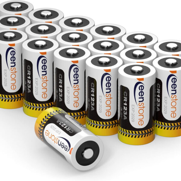 CR123A 3V 1600mAh Lithium Batteries Long-Lasting for Cameras Flashlights Electronics - Not Compatible with Arlo Cameras (18 Pack)