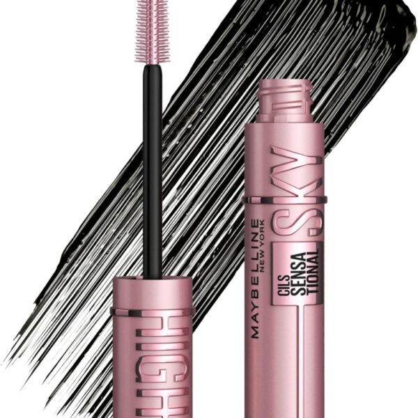 Maybelline New York Lash Sensational Sky High Mascara, Volumising & Lengthening Mascara, Washable Flake-Free Formula Infused with Bamboo Extract & Fibres, 7.2 ml, Shade: 01, Very Black
