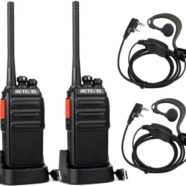 Retevis RT24 Walkie Talkie PMR446 License-free Professional Two Way Radio 16 Channels Walkie Talkies Scan TOT with USB Charger and Earpieces,Adults (Black, 1 Pair)