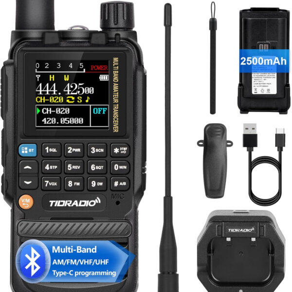 TIDRADIO TD-H3 Ham Radio Walkie Talkies for Adults Long Range, USB&App Phone Programming Air Band Frequency Match Dual Band Two Way Radio,Amateur Radio Communication for Camping Hiking Travel -1Pack