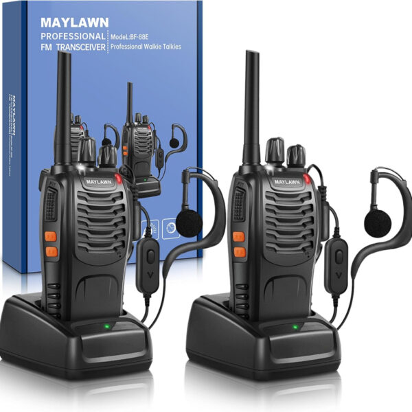 Walkie Talkies Long Range 2Pcs, Walkie Talkies for Adults with Rechargeable Batteries, 2 Way Radio with LED Light Earpieces 16CH Supports VOX Function