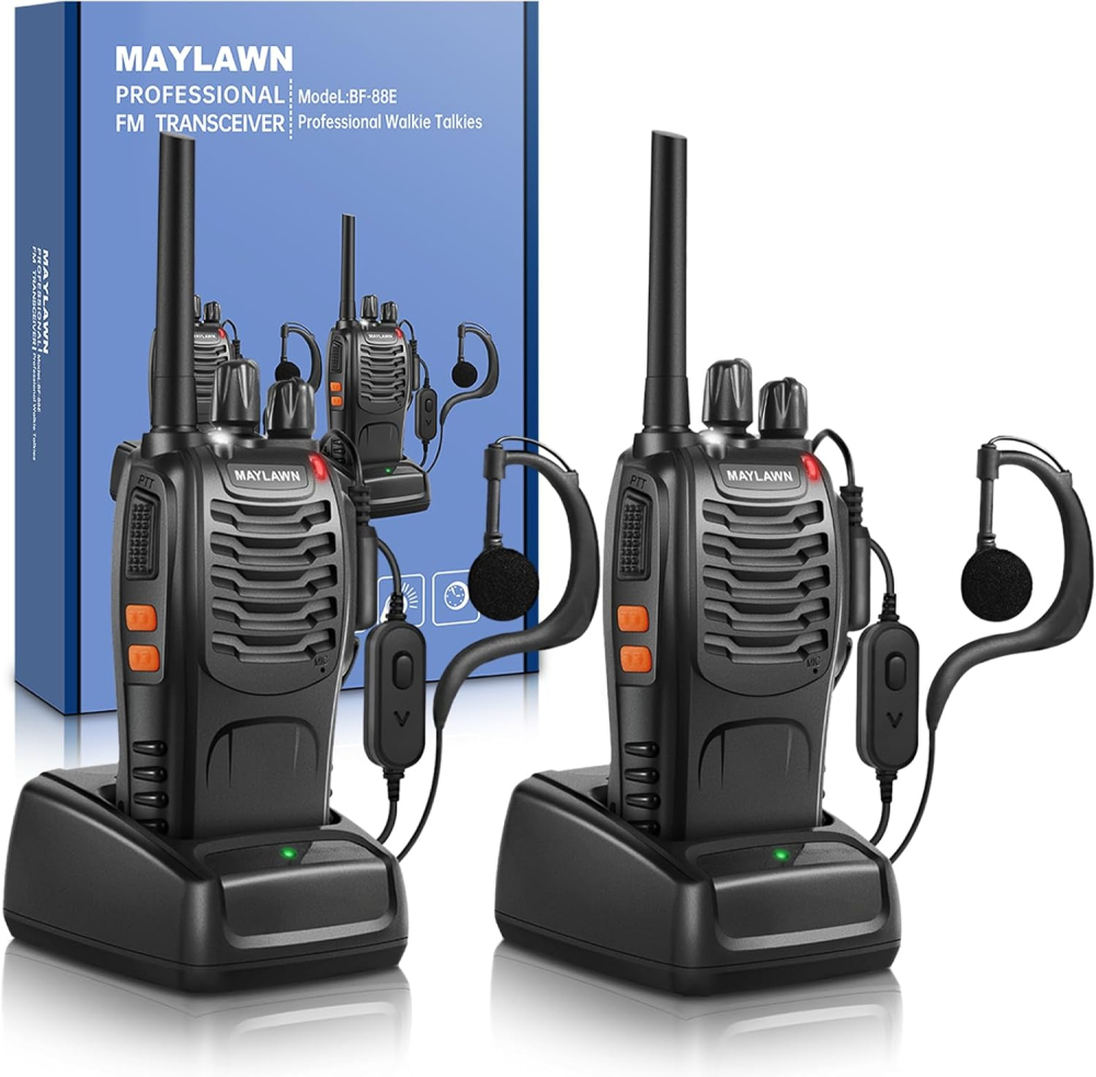 Walkie Talkies Long Range 2Pcs, Walkie Talkies for Adults with Rechargeable Batteries, 2 Way Radio with LED Light Earpieces 16CH Supports VOX Function