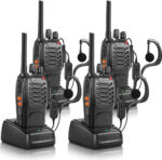 Walkie Talkies Pack of 4, Long Range Walkie Talkies for Adults with Rechargeable Batteries, Portable 2 Way Radio with LED Light Earpieces 16CH Supports VOX Function (PMR446)
