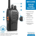 Walkie Talkies Pack of 4, Long Range Walkie Talkies for Adults with Rechargeable Batteries, Portable 2 Way Radio with LED Light Earpieces 16CH Supports VOX Function (PMR446) - Image 6