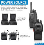 Walkie Talkies Pack of 4, Long Range Walkie Talkies for Adults with Rechargeable Batteries, Portable 2 Way Radio with LED Light Earpieces 16CH Supports VOX Function (PMR446) - Image 7