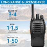 Walkie Talkies Pack of 4, Long Range Walkie Talkies for Adults with Rechargeable Batteries, Portable 2 Way Radio with LED Light Earpieces 16CH Supports VOX Function (PMR446) - Image 8