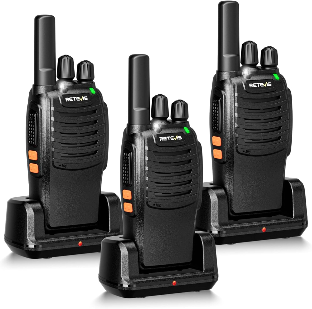 Retevis H777 Walkie Talkie, Portable PMR446 Radio Walkie Talkies for Adults, Easy of Use, USB A-Type C, VOX, Flashlight, Walkie Talkies 3 Pack for Family, Cycling, (Black, 3Pcs)
