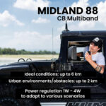 Midland - CB Radio M88 Vehicle-Mounted Licence-Free, Professional 2 Way Radio for All DIN Compartments, Cars, Trucks, Campers & More, TFT Multicolour Display, Noise Blanker/HIC, Universal Power Supply - Image 8