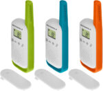 Motorola Moto T42 Talkabout PMR446 2-Way Walkie Talkie Portable Radio’s (One Pack of 3), Green, Blue and Orange - Image 3