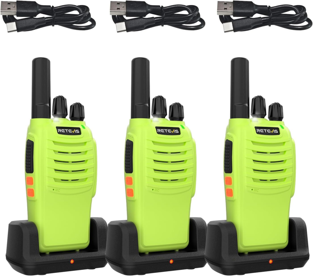 Retevis H777 Walkie Talkies, PMR446 Walkie Talkies for Adults, Rechargeable Battery, Easy to Use, One-Key Alarm, Type-C, LED Light, Two Way Radio for Work Communication, Outdoor, Camping (3 Pack)