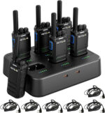 Retevis B64 Walkie Talkies, 6 Way Charger, 2 Way Radio with Bilateral AI Noise Cancelling, Professional Sturdy Out of Box, Walkie Talkie Headset for Bar, Club (Black, 6 Packs)