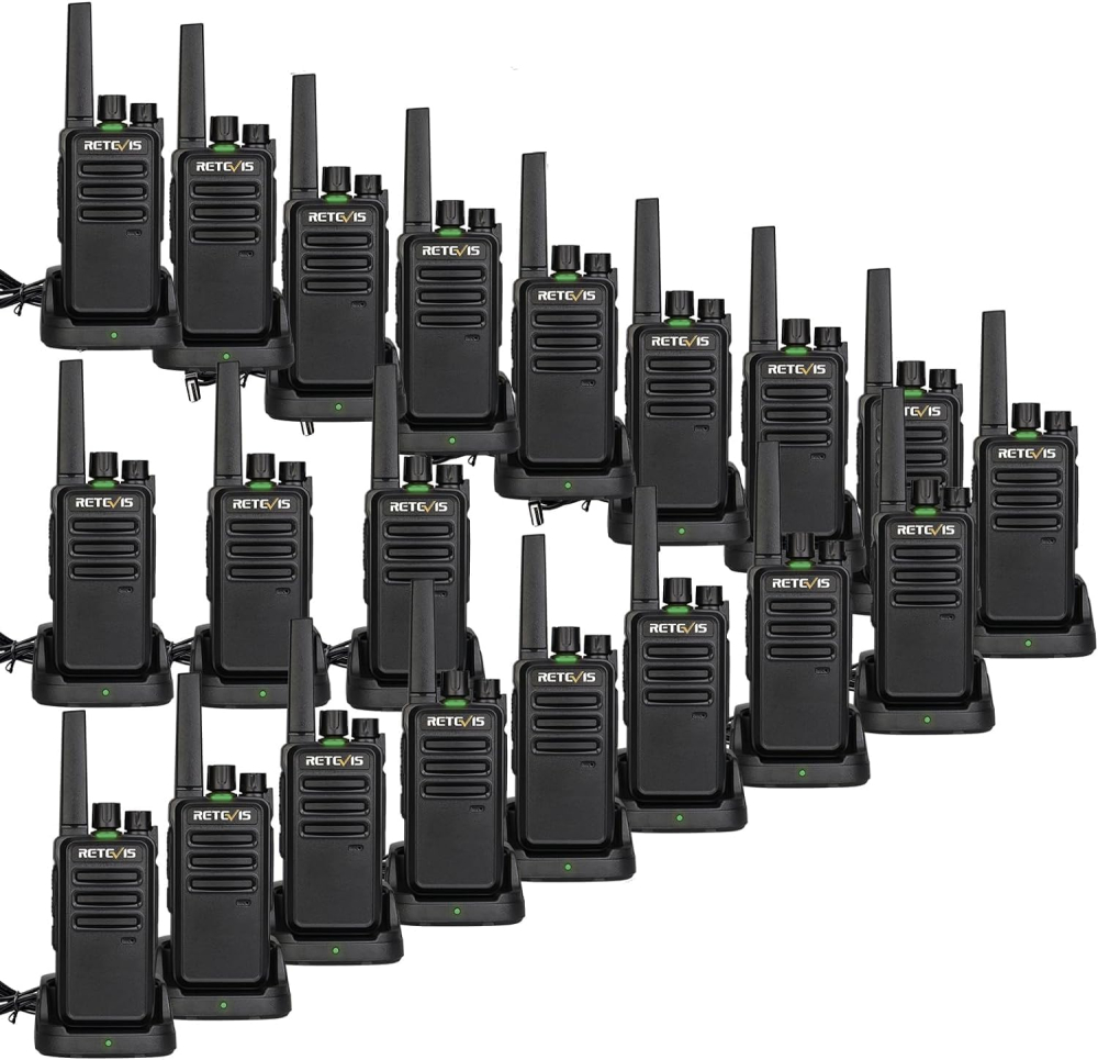 Retevis RT668 Walkie Talkies, PMR446 Rechargeable Walkie-Talkies for Adults, VOX, Squelch, 16 Channels, Long Range Emergency 2 Way Radio for School, Stores, Logistics, Enterprises (Black,20 Pcs)