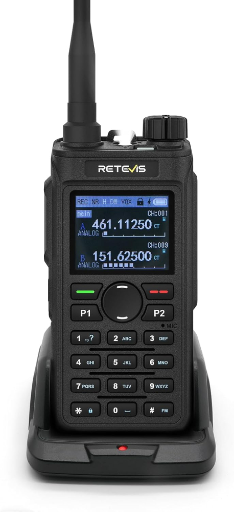 Retevis C62 Dual Band Walkie Talkies, High Power Ham Radio, Long Range Walkie Talkies for Adults, AI Noise Reduction, Flashlight, 2000mAh, Type-C, for Hunting, Long trips, Camping (Black,1Pcs)